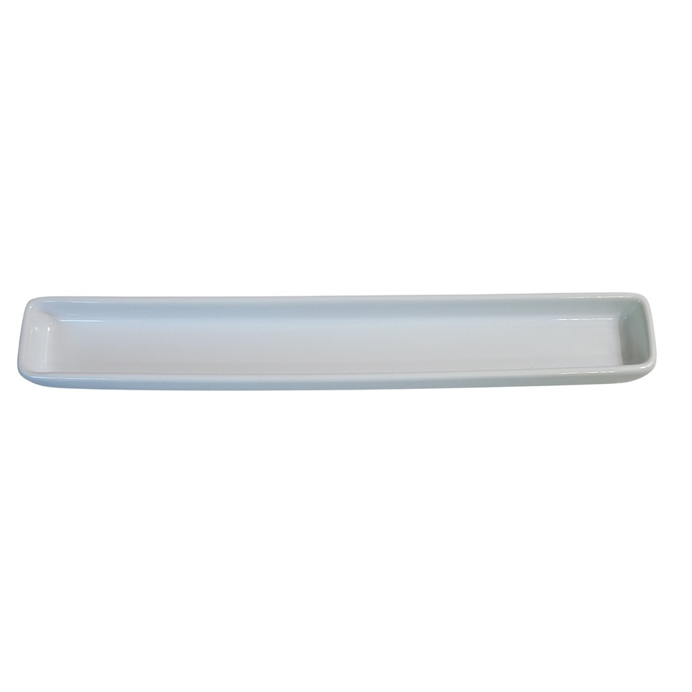 Pampered Chef Simple Additions White Ceramic Long Rectangular Serving Tray 13.5"
